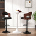 Modern Swivel Bar Stools Set of 2, Wooden Upholstered PU Leather Barstools with Back & Footrest, Counter Height Bar Chairs for Kitchen Island, Black