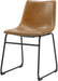 Douglas Urban Industrial Faux Leather Armless Dining Chairs, Set of 2, Whiskey Brown