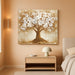 White Gold Tree of Life Wall Art, Blooming Flower Tree Extra Large Artwork, Abstract Landscape Canvas Art Prints, Modern Oversized Pictures Wall Decor Living Room Office Ready to Hang 29"X57"