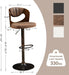 Barstools Set of 4,Kitchen Island Stools with Bentwood Back,Arm&Footrest,Counter Height Bar Chairs PU Leather Cushion Seat Adjustable Height 360°Swivel,Island Chairs for Club Pub,Rustic Brown