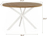 47.2 Inch round Dining Table for 4 | Farmhouse Wood Kitchen Table, Circle Dinner Table for Kitchen & Dining Room, Walnut & White