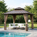 10x10 Ft Aluminum Hardtop Gazebo Weatherproof Netting