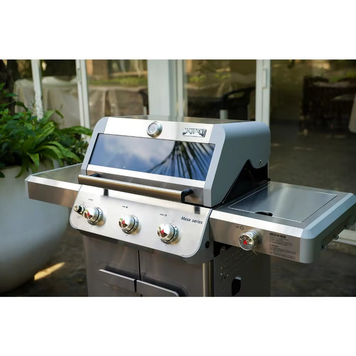 BBQ Grills Barbecue Stainless Steel 3 Burner Propane Gas Grill, 48,000 BTU Patio Garden Grill with Side Burner and Knob Controls