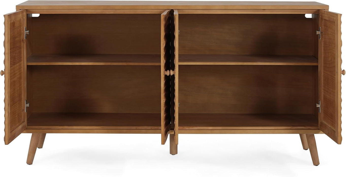 Jope Wooden Sideboard Cabinet, Large Sideboard Buffet Cabinet, Living Room Accent Storage Cabinet with Adjustable Shelves,Kitchen Cabinet Organizer for Coffee Bar,Natural Brown