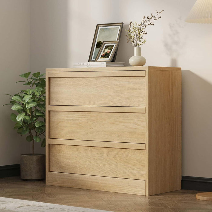 3 Dresser for Bedroom, 30.5" Tall Dresser, Freestanding Vertical Drawer with Storage, Wooden Closet Chest Storage for Living Room, Hallway, Entryway, Natural Oak