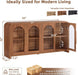 65" Sideboard Buffet Cabinet with Arched Glass Doors, Brown | Modern Wood Sideboard, Spacious Storage Credenza, Adjustable Shelves, Living Room Accent Cabinet, Dining Room & Entryway Use