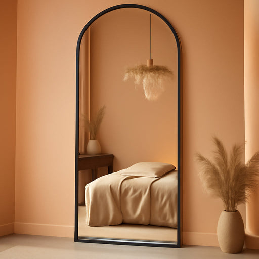 Full Length Mirror, 71"X28" Arched Floor Mirror, Mirror Full Length with Stand, Wall Mounted Mirrors for Living Room Bedroom,Black