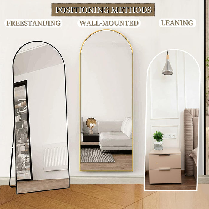 Floor Full Length Mirror, 56"X20" Arched Full Body Mirror, Hanging or Leaning, Standing, Wall Mounted with Aluminum Frame for Bedroom Living Room, White