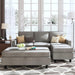 Grey Sectional Sofa Set with Ottoman  L-Shaped Chaise