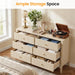 Beige 6 Drawer Dresser, Fluted Modern Wood Chest of Drawers, Long Dresser for Bedroom TV Stand Storage Cabinet for Living Room
