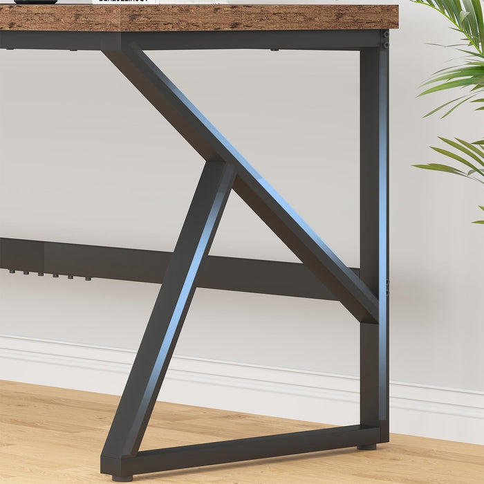 Large Rustic Brown Computer Desk, 78 Inch Long Wood Home Office Desk
