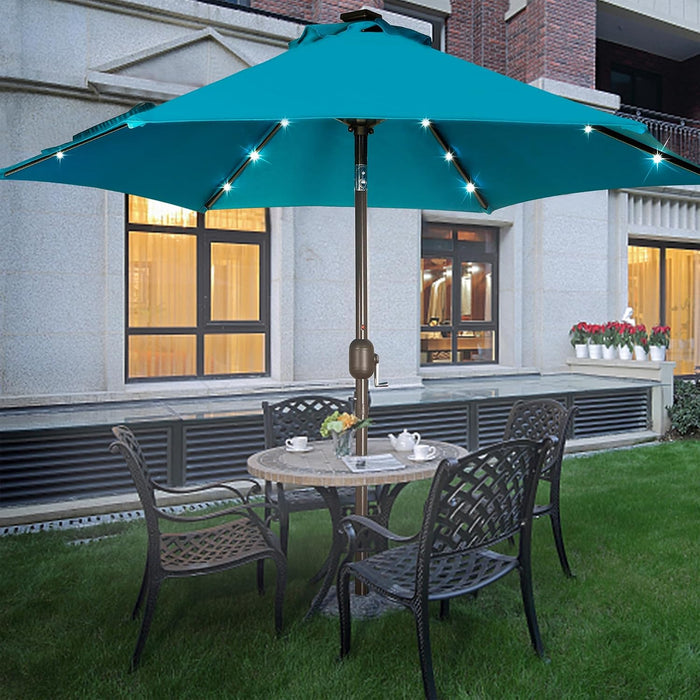 7.5 Ft Solar Umbrella, 18 LED Lighted Patio Umbrella, Table Market Umbrella