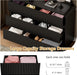 Black Dresser Fluted 6 Drawers Dresser for Bedroom, 47" Wide Wood Chest of Drawers with Hidden Handles & Rounded Corners, Modern TV Stand Storage Cabinet for Living Room, Hallway, Entryway
