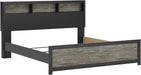 Signature Design by Ashley Jonnifer King Bed Frame with Bookcase Headboard, Storage Cubbies, Engineered Wood and Decorative Laminate, Bedroom Use, Warm Gray and Matte Black