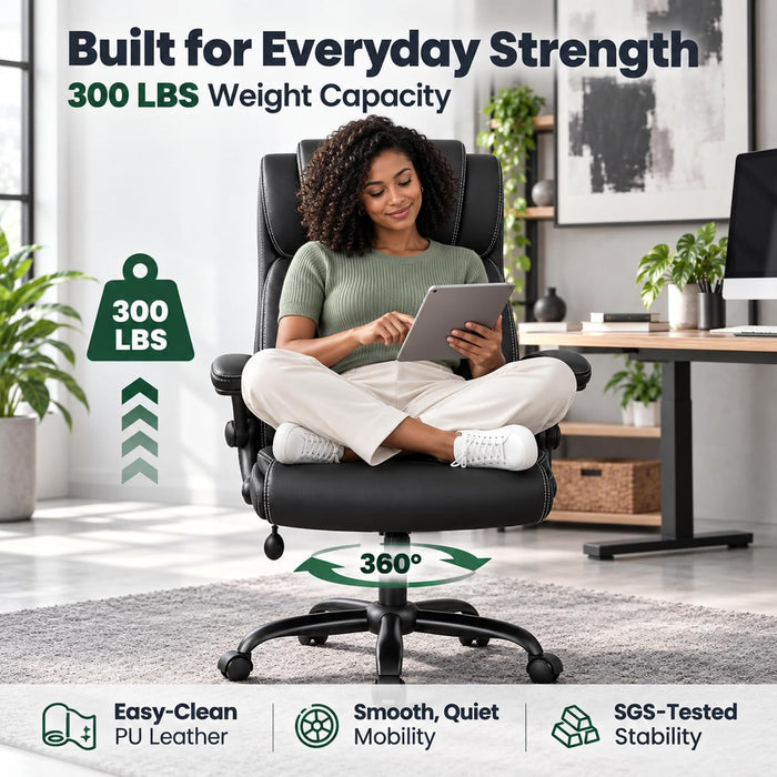 Ergonomic Office Chair, Comfy High Back PU Leather Desk Chair