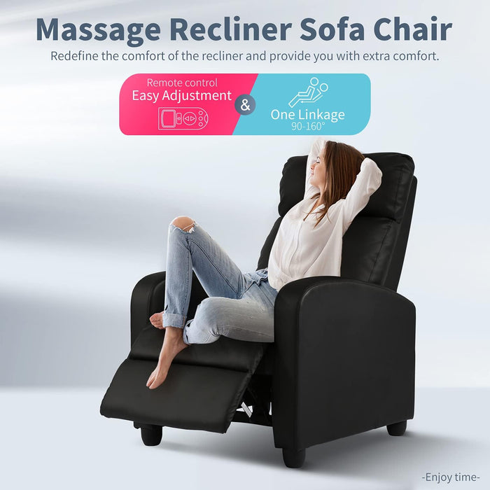 Black Wingback Recliner with Massage