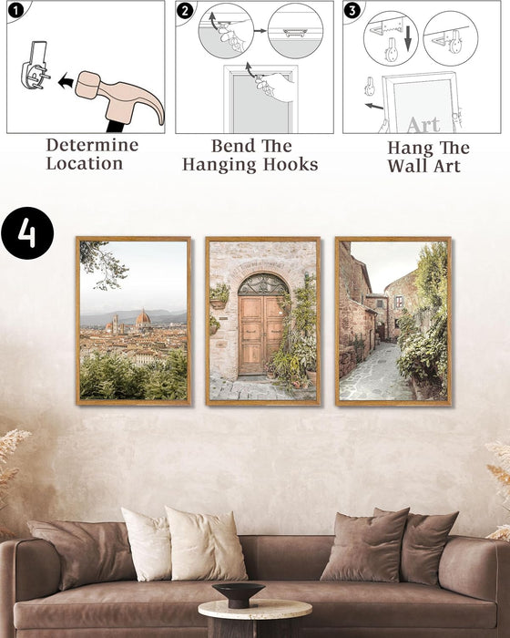 Framed Wall Art 16x24 Florence Tuscan Cityscape Set