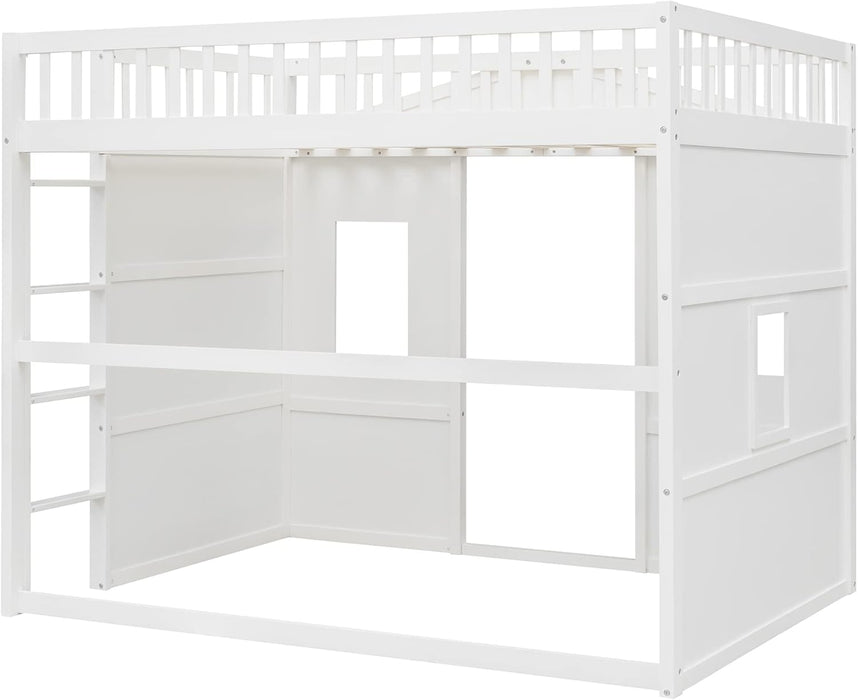 Full Loft Bed With White PlayhouseStructure Durable