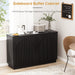 55" Fluted Sideboard Buffet Cabinet with Storage, Wood Mid Century Modern Credenza Cabinet W/Arched Reeded Doors & Adjustable Shelves for Kitchen, Living Room, Entryway, Black