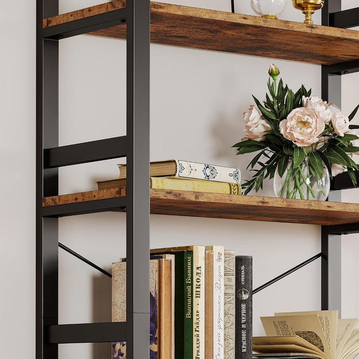 Bookshelf, 31.5" Wide 6-Tier Industrial Bookcase, Vintage Brown