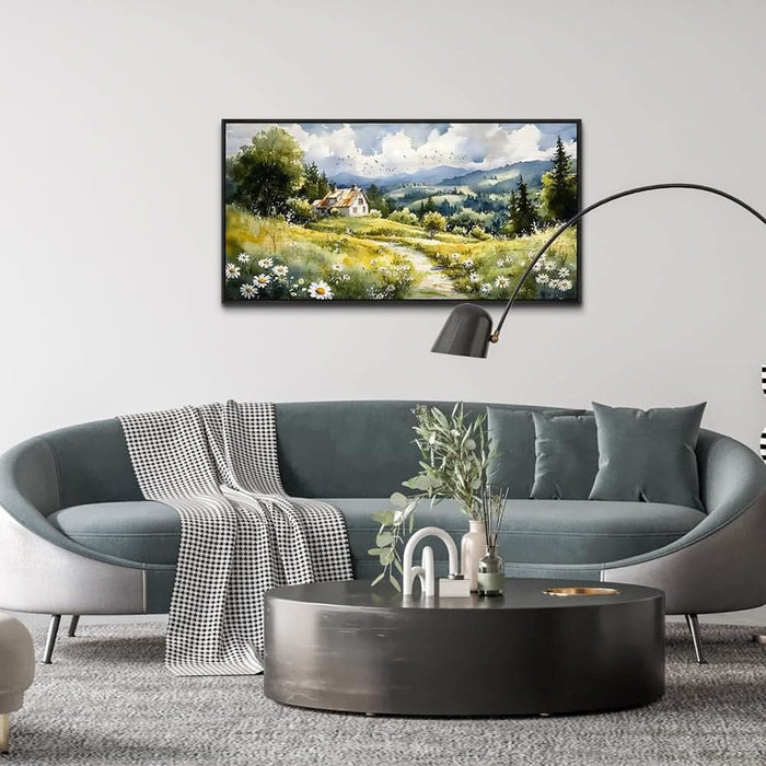 Black Framed Canvas Wall Art for Living Room Wall Decor for Bedroom Office Pastoral Scenery Paintings Modern Wall Pictures Artwork Room Aesthetic Home Decor 20X40 In