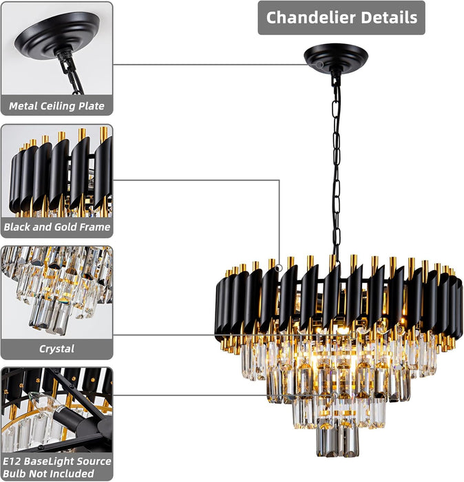 20-Inch Ultra Modern Crystal Chandelier Smoke Gray