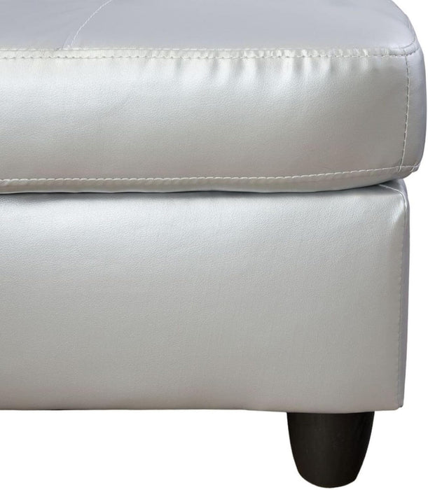 L-Shaped 3-Piece Semi PU Synthetic Leather Sofa with Storage Ottoman Set, Sectional Couch Sofa Set for Living Room, Office, Small Space, Silver White
