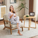 Beige Linen Mid Century Upholstered Armchair Lumbar