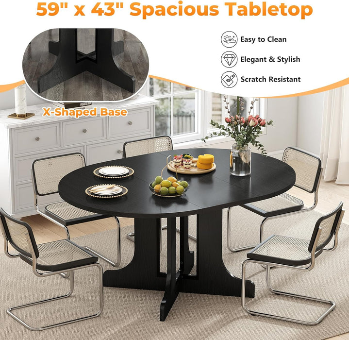Expandable Charcoal Circular Dining Table 43in 59in