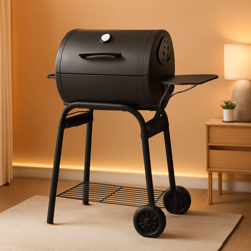 Barrel Charcoal Grill, Large Charcoal Grills with Side Shelf, Outdoor BBQ Grill,Perfect for Backyard Camping, Patio Parties and Picnics