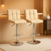 Bar Stools Modern Pu Leather Swivel Adjustable Hydraulic Bar Stool Square Counter Height Stool Set of 2 (Beige)