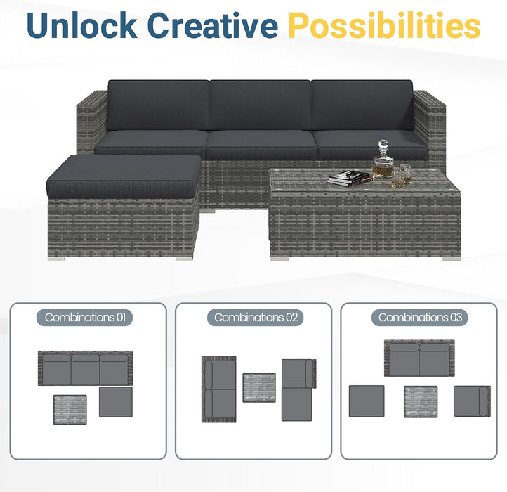 Outdoor Patio Furniture Set, All Weather Patio Sectional Sofa