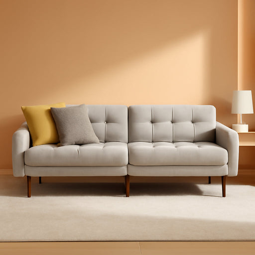 Gray Fabric Twin Futon Sofa Bed with Arms