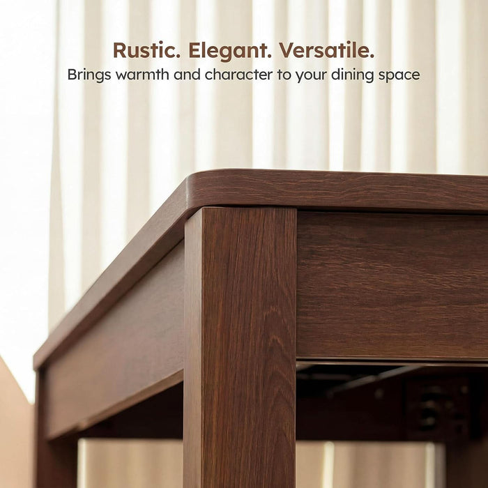 Dining Table for 6, Farmhouse Rectangular Kitchen Table, Walnut Wood