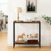 29.5" L Narrow Console Table, Sofa Table behind Couch with 2-Tier Storage Display Shelves, 8.7" D Small Entryway Table for Hallway, Foyer, Living Room, Bedroom, Rustic Brown and Black BF22XG01