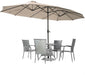 15X9Ft Large Patio Umbrella, Double-Sided Umbrella Outdoor Patio, Rectangle Market Table 177''X104'' Umbrellas with Crank Air Vents for Deck Pool Patio (1.9" Pole, Tan)