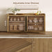 61.7" Buffet Cabinet 4-Door Sideboard Kitchen Living Room Brown Oak | Geometric Doors & Elegant Gold Handle, Slow-Close Door, 2 Separate Bays, 3-Level Adjustable Shelf, Kid & Pet Safe, 77 Lbs Top