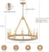 26" Gold Wagon Wheel Chandelier, 12-Light Farmhouse Chandelier for Dining Room, Gold Pendant Light Fixture for High Ceiling Living Room Foyer Entryway