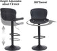 Bar Stools Set of 2, PU Leather Counter Height Barstools with Back, Height Adjustable Swivel Bar Chairs, Modern Armless Kitchen Island Stool, Black
