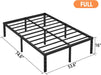 16 Inch Full Bed Frame, under Bed Storage, Black
