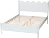 Malaya Modern White Wood Full Platform Bed with Scalloped Edges