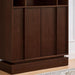 Wooden Sideboard Buffet Cabinet with Open Storage & Adjustable Shelves,Farmhouse Narrow Entryway Cabinet with Socket Hole & Anti‑Tip Kit,Slim Accent Cabinet for Small Spaces (Walnut 31.7")