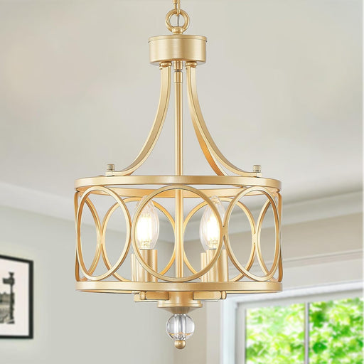 Gold Farmhouse Pendant Chandelier 11 Inch Adjustable