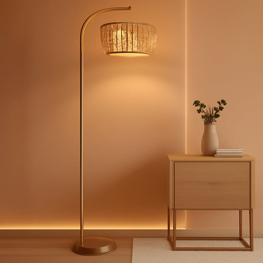 Arc Floor Lamp Timeless BrassFinish Remote Dimmable
