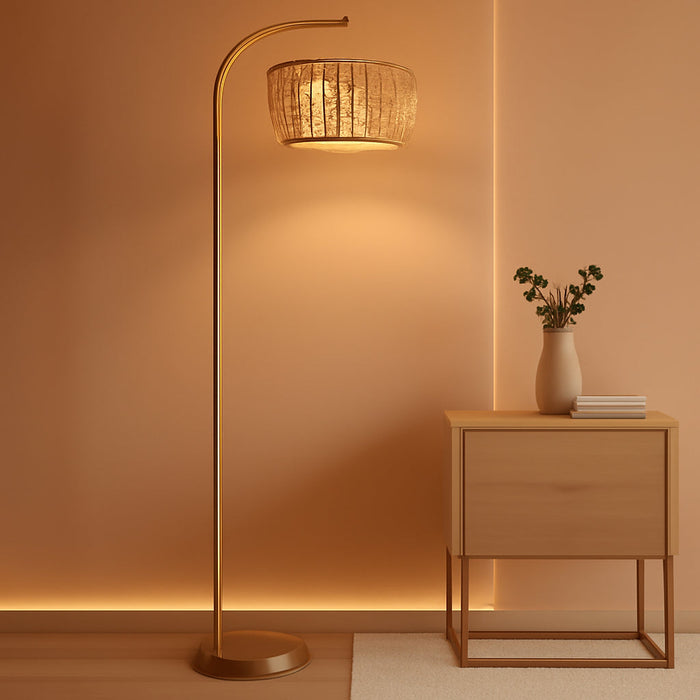 Arc Floor Lamp Timeless BrassFinish Remote Dimmable