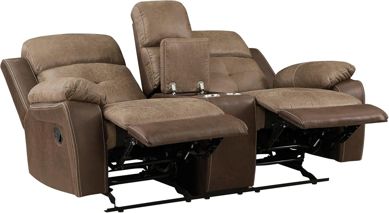 Marianna 3-Piece Reclining Living Room Sofa Set, Brown