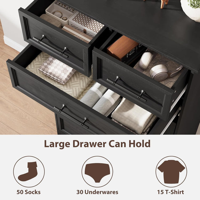 Black 7 Drawer Dresser for Bedroom, 52" Tall Chest of Drawers