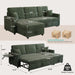Luxurious Corduroy Green 83-Inch Sleeper Sectional Sofa