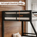 Twin Over Full Bunk Bed HeavyDutyIndustrialStrengthBlack Guardrail