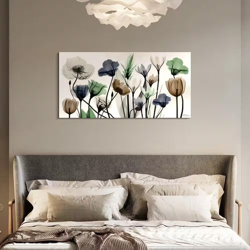 "Floral Landscape" Unframed Free Floating Tempered Glass Panel Graphic Wall Artv Print 24 In. X 48 In.